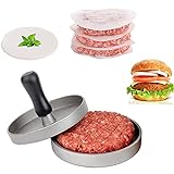 RICHSUM Burgerpresse 100 Patty-Papier-Set - Antihaft-Aluminium Hamburger-Pattymacher-Form - Ideal für Rindfleisch, Veggie-Burger, BBQ, Grillen - BPA-frei und spülmaschinenfest