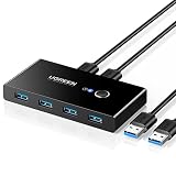 UGREEN USB Switch 2PC 2 In 4 Out USB 3.0 Umschalter mit 2 A auf A Kabeln für Tastatur, Maus, Drucker, Scanner usw