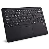 GOOJODOQ Bluetooth Tastatur mit Touchpad, Tragbare Kabellose Tastatur mit Standfuß für IOS/Android-Tablets PC und Smartphones (Schwarz)-12 Zoll