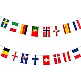 AhfuLife Damen EM 2022 Flaggenkette Europäische Fußballmeisterschaft, Damen Euro Fußball Flaggen Girlande, 16 Nationen Wimpelkette für Garten, Bar, Restaurant und Party Deko