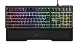 QPAD MK-75 Mechanische Tastatur mit Cherry MX Brown Switches (Braune Tasten, Schalter), Mechanical Keyboard Pro Gaming mit Multi Color Led Beleuchtung, Deutsches QWERTZ DE Layout, Schwarz