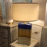 VERLEDK Amerikanische rechteckige Tischlampe aus glasiertem Keramikgewebe, mediterrane einfache Tischlampe, Wohnzimmer-Sofalampe, Kaffee-Stehlampe, Nachtlampe, einfache Lampe, erstaunliches warmes Leu