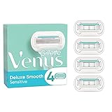 Gillette Venus Deluxe Smooth Sensitive Rasierklingen Damen, 4 Ersatzklingen für Damenrasierer mit 5-fach Klinge