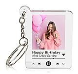 GRAVURZEILE Bedruckter Schlüsselanhänger aus Acrylglas - Song Cover mit Foto - Personalisiertes Geschenk mit eigenem Bild im Spotify Musik Cover Design - Fotogeschenke für Sie & Ihn