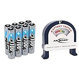 ANSMANN Akku AAA Typ 1100 mAh (min. 1050 mAh) NiMH 1,2 V (8 Stück) - Micro AAA Batterien wiederaufladbar & Battery Tester/Zuverlässiges Batterie- & Akkutestgerät zum Anzeigen der Kapazität