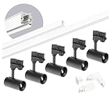 3-Phasen-Schienen-Set NEXTRACK - Schienensystem Komplett-Set weiße Schiene 2m+1m, 5x L-Lampe Schwarz, L-W