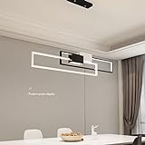 Modernes LEDesstisch Pendelleuchte Wohnzimmer Hängeleuchte 40W Innenbeleuchtung leuchter Lichtfarbe/Helligkeit einstellbar höhenverstellbar mit den Fernbedienung Kronleuchter(Schwarz, Rechteck/L100cm)