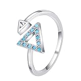Damen Ringe Silber Dreieck-Ring, weiblich, geometrisch, einfach, eingelegter Zirkon, alle Temperamente, europäischer und amerikanischer Wind, offener Essensring