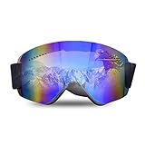 XXblack Skibrille, Snowboard Brille für Brillenträger Herren Damen Erwachsene Jugendliche OTG UV-Schutz Kompatibler Helm Anti Fog Skibrillen Sphärisch Verspiegelt (D)