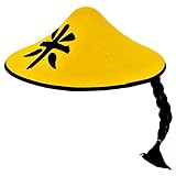 Folat China Party-Hut mit Zopf Karnevalshut gelb-schwarz Einheitsgröße