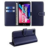 FMPC Hülle für iPhone SE/7/8, Wallet Serie Handyhülle für iPhone SE/7/8 Premium Leder Etui Magnetisch Flip Schutzhülle Klapphülle Tasche 360 Grad Stoßfest Case Holster -Blau
