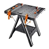 WORX PEGASUS WX051 mobile multifunktionale Werkbank - hochwertiger Arbeitstisch klappbar für die Werkstatt, max. Belastung 450kg – inkl. Schnellklemmvorrichtung – hohe Stabilität & große Arbeitsfläche