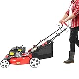 vinnyooc 155 * 52 * 110cm Benzin Rasenmäher, 140CC 4Takt Benzinmotor, Großer Grasscheren mit Antrieb 51cm Schnittbreite 8 Fach Verstellung 60L Fangsack
