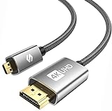 Silkland Micro HDMI auf HDMI Kabel 3M, 4K@60Hz, Micro HDMI Kabel Unterstützt Ethernet, 3D, HDR und ARC, Micro HDMI to HDMI Kompatibel mit GoPro Hero 9/8/7/6/5, Raspberry Pi 4, Sony Kamera A6300 A6400