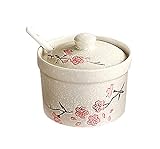Mathew Retro Sakura Keramik Gewürzglas Gewürztopf Salz Zuckerdose mit Deckel und Löffel