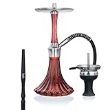 Aladin Shisha Epox 360 Red Vino, Wasserpfeife mit 9 Blow Off-Varianten, Edelstahl-Rauchsäule, Diffusor, Schlauch-Set, Kamin-Kopf