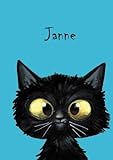 Janne: Personalisiertes Notizbuch, DIN A5, 80 blanko Seiten mit kleiner Katze auf jeder rechten unteren Seite. Durch Vornamen auf dem Cover, eine ... Coverfinish. Über 2500 Namen bereits verf