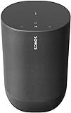 Sonos Move Smart Speaker (Wasserfester WLAN und Bluetooth Lautsprecher mit Alexa Sprachsteuerung, Google Assistant und AirPlay 2 – Kabellose Outdoor Musikbox mit Akku für Musikstreaming) schwarz