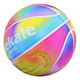 Adekale Personalized Fluorescent Luminous Basketball Adult Indoor and Outdoor Moisture Absorption Anti-Skid wear-Resistant Basketball-Rainbow 5 Ball