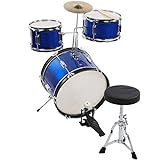 Drum Kit - AILIYA Drum Kit 16-Zoll-Blau für Junior-Kinder, die Musikinstrumente mit Hocker üben