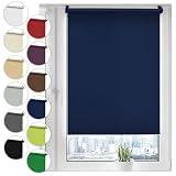 Verdunkelungsrollo Klemmfix ohne Bohren 115cm x 130cm Dunkelblau Verdunklungsrollo Fensterrollo Rollo Seitenzugrollo Klemmrollo für Fenster & Tü