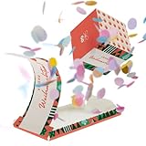 mycube.s Weihnachtskarte, explodierende Pop Up Grußkarte, ausgefallene Karte mit Würfel & Konfetti für den Wow-Effekt, ideale Geschenkidee zu Weihnachten