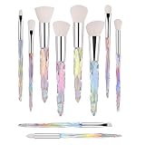 Pinselset Makeup,Diamant Kosmetikpinsel 10 Stück Premium Synthetic für Foundation Powder Blending Lidschatten Blush Concealer (Weiß)