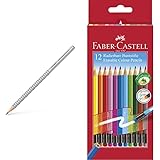 Faber-Castell 117000 - Bleistift Grip 2001, Härtegrad HB, 1 Stück & 116612 Radierbare Buntstifte mit Gummitip, 12er Kartonetui, 1 Stück