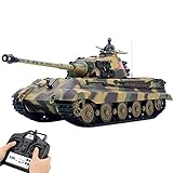 RC Panzer, Ferngesteuerter Militärpanzer Deutscher Henschel Tiger King mit Schussfunktion, 1:16 Panzer mit Rauch&Sound -2,4Ghz -V7.0 (Basisversion)
