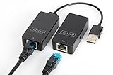 DIGITUS USB-Extender - Reichweite 50 m - USB 2.0 - UTP, STP & S-FTP Netzwerk-Kabel ab Cat-5 - Plug & Play - Schwarz