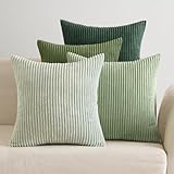 EMEMA Kissenbezug Kordsamt Zierkissenbezug 4er Set Dekokissen Sofakissen 40x40 cm Kord Kissenhülle Dekorative Weiche Zierkissenbezüge Kissen für Sofa Sessel Zuhause Schlafzimmer Salbeigrün S