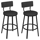 WOLTU Barhocker 2er Set, Küchenhocker Kücheninsel, Barstuhl rund, Tresenhocker mit Rückenlehne Fußstütze Metallgestell, Schwarz, BH431sz-2