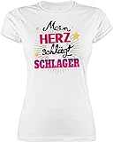 Schlager Party Outfit - Mein Herz schlägt Schlager - schwarz - M - Weiß - Geschenk - L191 - Tailliertes Tshirt für Damen und Frauen T-Shirt