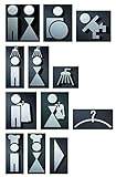 PHOS Design, P0101, WC-Symbole mit Design-Award, 11 cm Höhe, Damen Herren Toiletten Türschild, Edelstahl matt, zum Kleben ohne zu Bohren, auf 1 oder 2 Türen montierbar, Piktogramme immer gut sichtbar