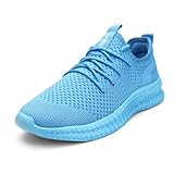 EGMPDA Damen Walkingschuhe Laufschuhe Wanderschuhe Sneaker Sport Trekking Turnschuhe Workout Jogging Outdoor Running Straßenlaufschuhe Freizeit Damen Leichtgewichts Atmungsaktiv Schuhe Hellblau 41