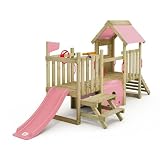 Wickey My First Playground 1 Kleinkind Spielturm, Klettergerüst, Garten Spielgerät für Kinder aus impregniertem Massivholz mit Rutsche und Plane (Pastellpink)