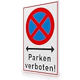 FLAGLY Premium Schild Parken verboten 30x20cm aus 3mm PVC Hartschaumplatte MADE IN GERMANY - stabiles Hinweisschild / Warnschild, wetterfest & UV-beständig - Parkverbot Schilder