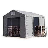 TOOLPORT Lagerzelt Industriezelt 4x6 m Zelthalle mit 3m Seitenhöhe PVC Plane 850 N grau wasserdicht Ganzjahreszelt mit Reiß