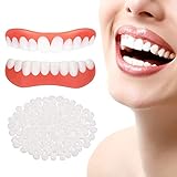 Falsche Zähne Veneers Weißer Zahnersatz für Ober und Unterkiefer Gefälschte Zähne für Frauen Männer Flex Kosmetik Schutz Zähne und Wiederherstellung Des Lächelns Einheitsgröße, 1er Set