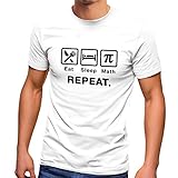 MoonWorks® Herren T-Shirt mit Spruch Eat Sleep Repeat Mega Mix Fun-Shirt lustige Geschenke Math weiß M