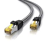 CSL - 2m Cat 7 Netzwerkkabel Gigabit Ethernet LAN Kabel - Baumwollmantel - 10000 Mbit S - Patchkabel - Cat.7 Rohkabel S FTP Pimf Schirmung mit RJ 45 Stecker - Switch Router Modem Access Point