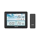 BALDR Wetterstation Innen und Außentemperatur Funk mit Wettervorhersage – Thermometer Innen und Außentemperatur Funk mit Wettervorhersage - Hygrometer Feuchtigkeit Digital mit Außensensor - Schw