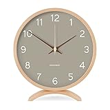 Maxspace Tischuhr Analog, 21cm Holz Tischuhr Batteriebetrieben,Tischuhr ohne Ticken für Schlafzimmer Büro Wohnzimmer Deko M