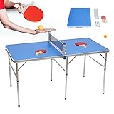 Mini Tischtennistisch Tennis Tisch Indoor, 152x76x76cm Tischtennisplatte für Wohnung & Garten