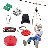 VEVOR Zipline-Set für Kinder & Erwachsene, 20 m Zipline-Sets bis zu 227 kg, Seilrutschen für den Außenbereich im Hinterhof, Spielplatzunterhaltung mit Zipline, Nylon-Sicherheitsgurt & Zubehö