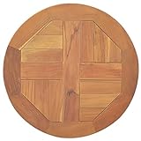 vidaXL Teak Massiv Tischplatte Massivholzplatte Holzplatte Ersatztischplatte Holz Platte für Esstisch Esszimmertisch Rund 2,5cm 40cm