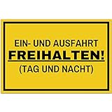 Einfahrt Freihalten Schilder (30x20 cm Kunststoff) - Ausfahrt freihalten Schild - Parken Verboten Privatgrundstück -Ausfahrt Freihalten Auch Gegenüber - (Gelb)