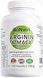 Maca 3600 mg & Arginin 3000 mg 150 Kapseln Deutsche Qualität Ohne Magnesiumstearat Vegan Gluten-/Lak