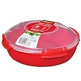 Sistema Microwave Dampfgarer | 1,3 l | mikrowellenfeste Frischhaltedose | BPA-frei | rot