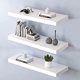 Tiasott Wandmontierte schwebende Regale, 3er-Set, weißes Wandregal, Massivholz-Wandregale, 3er-Pack, unsichtbares Aufbewahrungsregal für Wand, Showpiece, Trop